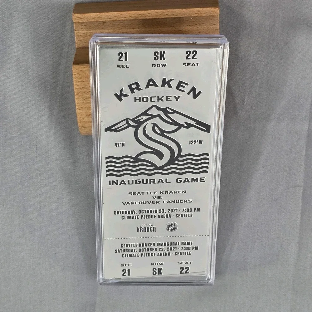 Seattle Kraken First Home Inaugural Game‎ Opening Night Silver Ticket Vs Canucks